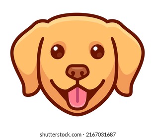 Funny Cartoon Golden Retrieve oder Labrador Kopfzeichnung. Cute-dog-Porträt, Vektorclip-Kunstgrafik.