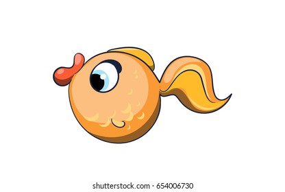 Funny cartoon goldfish. Vector illustration
