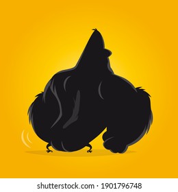 funny cartoon gorilla from behind vector illustration