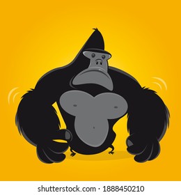 funny cartoon gorilla vector illustration