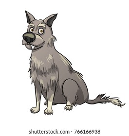 funny cartoon gray dog