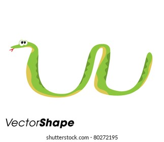 Funny cartoon green snake vector illustration