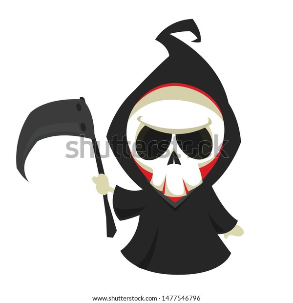 Funny Cartoon Grim Reaper Scythe Halloween Stock Vector (Royalty Free ...