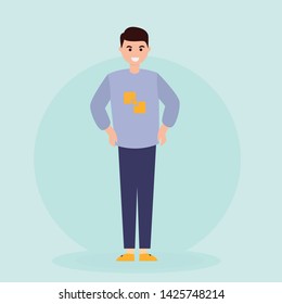 funny cartoon guy in casual clothes, gesturing
