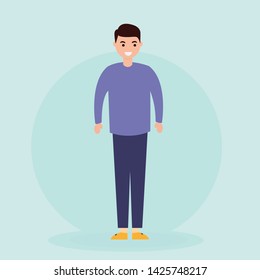 funny cartoon guy in casual clothes, gesturing