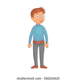 Funny cartoon guy with the clock. Vector