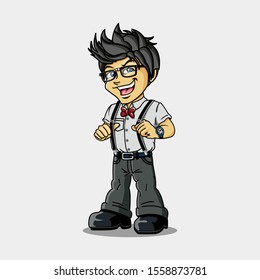 funny cartoon guy with glasses, eps 10