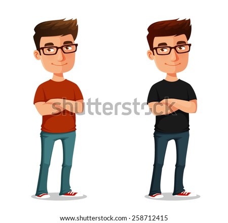 Funny Cartoon Guy His Arms Crossed Stock Vector (Royalty Free