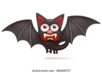 Funny cartoon halloween angry bat character. Vector illustration