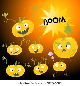 ilustración vectorial de las calabazas de halloween de dibujos animados divertidos