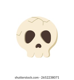 Funny cartoon Halloween skull. Vector human skull isolated on white background. Clipart for decoration, design element, sticker.