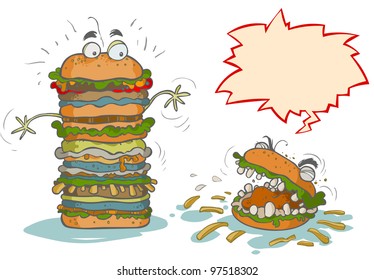 Funny Cartoon Hamburgers.
