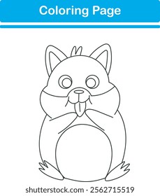 Funny cartoon hamster. Coloring pages. Vector illustration