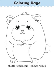 Engraçado hamster de desenho animado. Colorir páginas. Ilustração vetorial