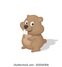 Funny cartoon hamster isolated on white background vector illustration. Animal Zoo concept.
