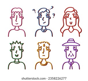 Funny cartoon hand drawn faces sketch for your design. Perfect for social media, avatars. Collection of cute avatar. Trendy doodle style. Vector illustration.