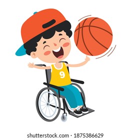 Funny Cartoon Handicapped Kid Posing