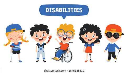 Funny Cartoon Handicapped Kid Posing