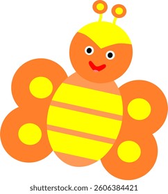 Funny cartoon happy bumblebee isolated on white background