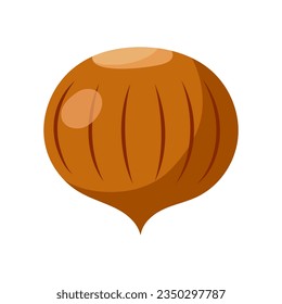 Funny cartoon hazelnut. Cute nut. Vector food illustration isolated on white background.