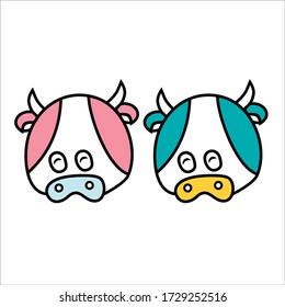 funny cartoon head cow vector - animal background design eps10