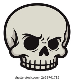 funny cartoon head skull flat color vector illustration template design