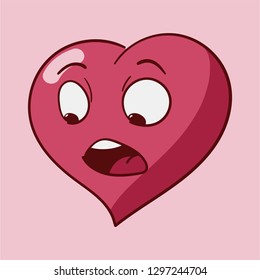 Funny cartoon heart character emotions, St Valentines vector icons, isolated