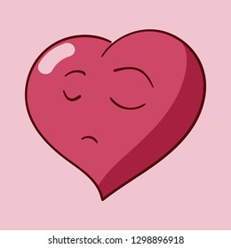 Funny cartoon heart character emotions, St Valentines vector icons, isolated