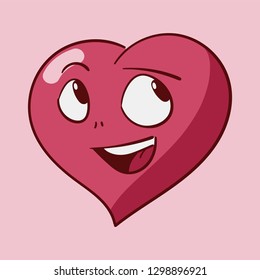 Funny cartoon heart character emotions, St Valentines vector icons, isolated