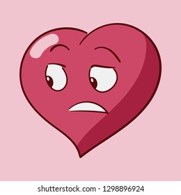 Funny cartoon heart character emotions, St Valentines vector icons, isolated