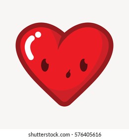 funny cartoon heart, cute heart emojii vector