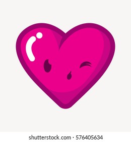 funny cartoon heart, cute heart emojii vector