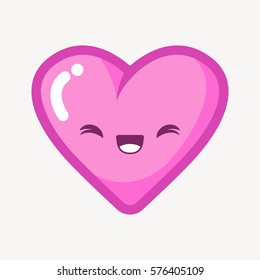 funny cartoon heart with expression, heart icon, 