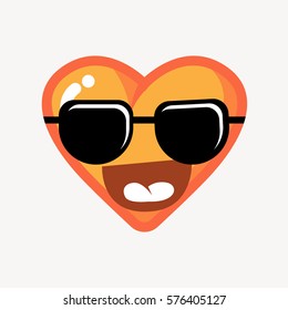 funny cartoon heart with expression, heart icon, 