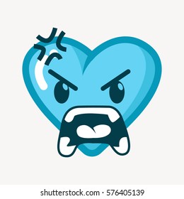 funny cartoon heart with expression, heart icon, 