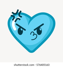 funny cartoon heart with expression, heart icon, 