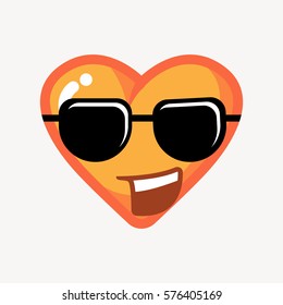funny cartoon heart with expression, heart icon, 