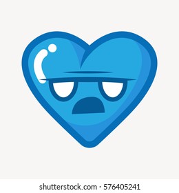 funny cartoon heart with expression, heart icon, 