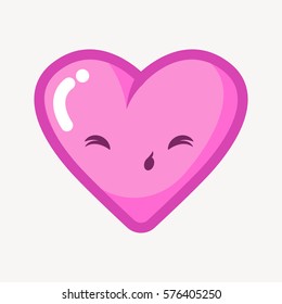funny cartoon heart with expression, heart icon, 