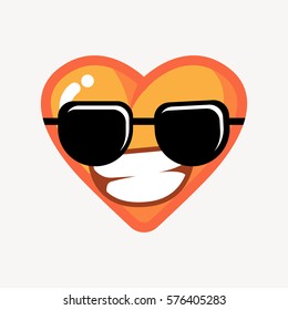 funny cartoon heart with expression, heart icon, 