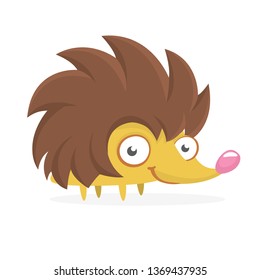 Funny cartoon hedgehog. Isolated on white background. Vector illustration