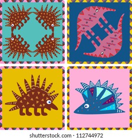 Funny cartoon hedgehog. Pattern