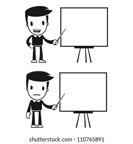 funny cartoon helper man in various poses for use in advertising, presentations, brochures, blogs, documents and forms, etc.