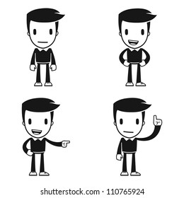funny cartoon helper man in various poses for use in advertising, presentations, brochures, blogs, documents and forms, etc.