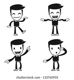 funny cartoon helper man in various poses for use in advertising, presentations, brochures, blogs, documents and forms, etc.