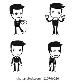 funny cartoon helper man in various poses for use in advertising, presentations, brochures, blogs, documents and forms, etc.