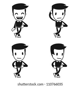 funny cartoon helper man in various poses for use in advertising, presentations, brochures, blogs, documents and forms, etc.
