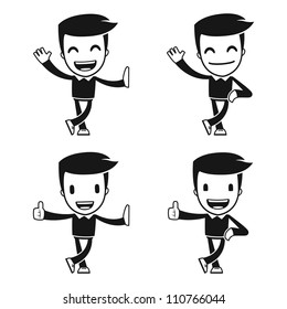 funny cartoon helper man in various poses for use in advertising, presentations, brochures, blogs, documents and forms, etc.