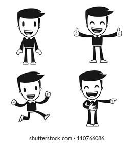 funny cartoon helper man in various poses for use in advertising, presentations, brochures, blogs, documents and forms, etc.