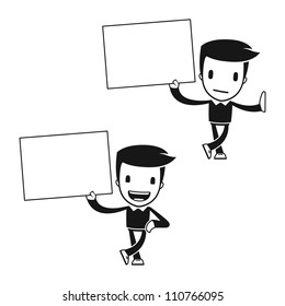 funny cartoon helper man in various poses for use in advertising, presentations, brochures, blogs, documents and forms, etc.